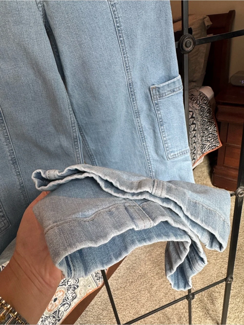 Abercrombie Kids Girls Light Wash Cargo Jeans 13/14 LONG